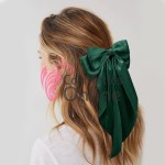 Accesoriu pentru decor par cu Fundita din satin si clema metalica TRD043AA Verde